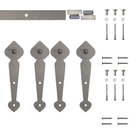 Quiet Glide Soft Close 48" Satin Nickel Spade Mini Double Barn Door Hardware NT.1310.10.SN-48-2-SC